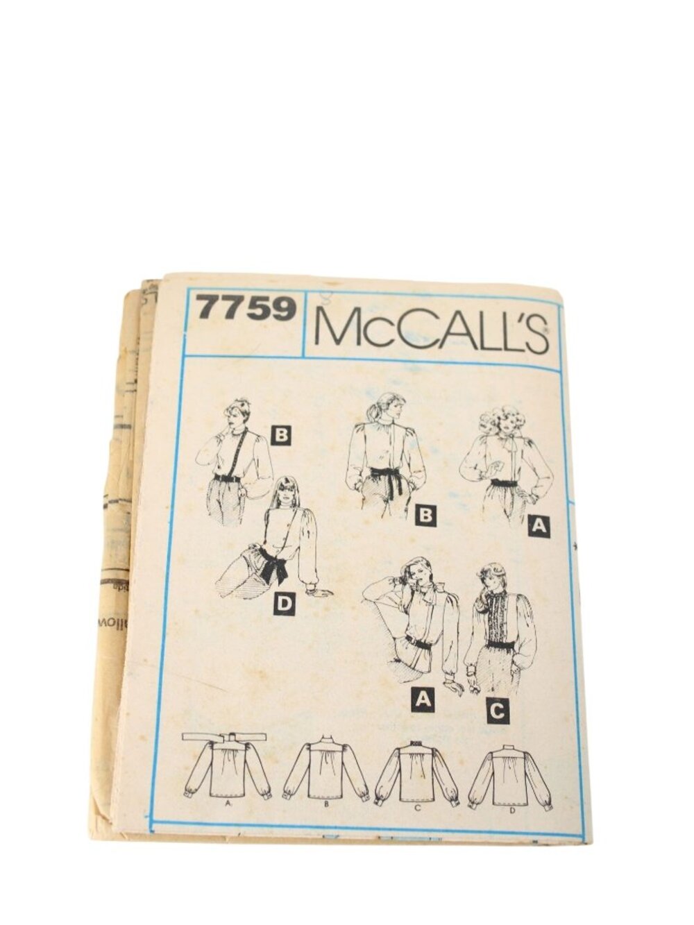 UNCUT McCalls Pattern 7759Ladies Blouse Top Size 8 Vintage 94500